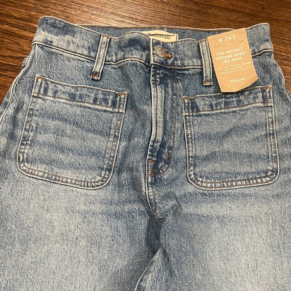 NWT Madewell Tall Emmett Wide Leg Jean Sz 26T Lakecourt Wash 33" Full Length - Picture 6 of 14